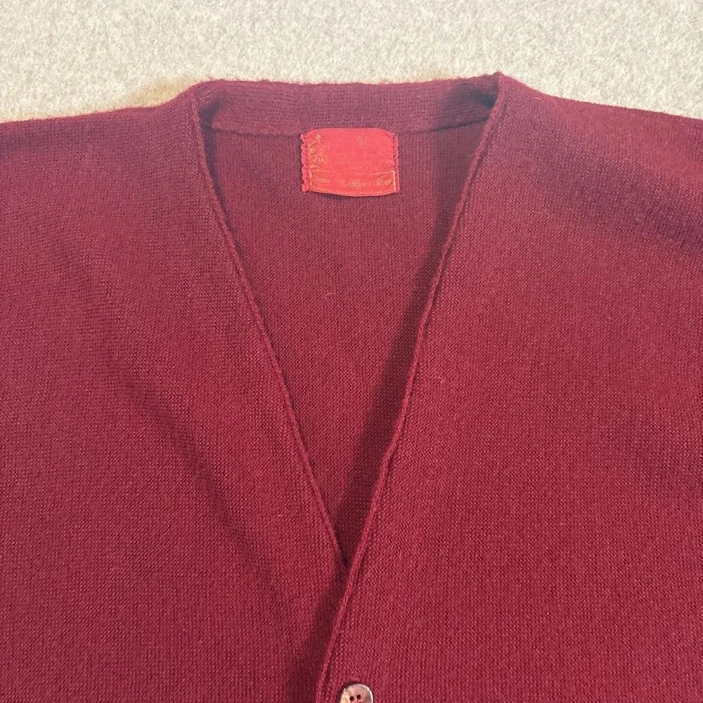 Vtg Kings Road Sears Cardigan Sweater Men's Sz M Dk Red Orlon Acrylic Sw1